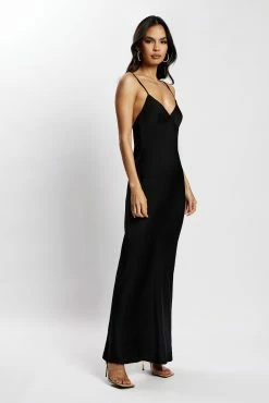 Baily Satin Maxi Dress - Black -Meshki Shop MeshkiEcom31.05.225273