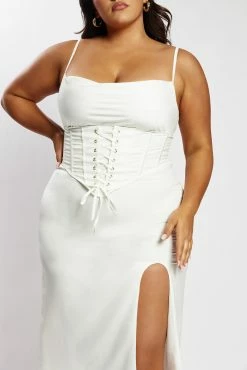 Lucy Cowl Midi Dress With Corset - White -Meshki Shop MeshkiEcom31.05.226722