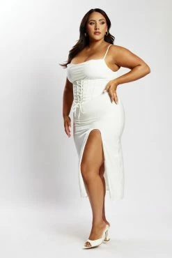Lucy Cowl Midi Dress With Corset - White -Meshki Shop MeshkiEcom31.05.226729