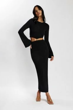 Anna Flare Sleeve Knit Dress - Black -Meshki Shop MeshkiEcom31.05.227243