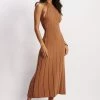 Adrienne Halter Neck Midi Dress - Tan -Meshki Shop Meshkiecom08.0317751
