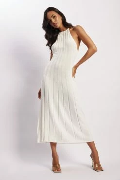 Adrienne Halter Neck Midi Dress - White -Meshki Shop Meshkiecom08.0317951