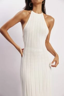Adrienne Halter Neck Midi Dress - White -Meshki Shop Meshkiecom08.0317967
