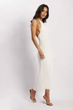 Adrienne Halter Neck Midi Dress - White -Meshki Shop Meshkiecom08.0317972
