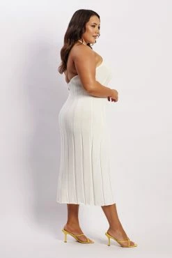 Adrienne Halter Neck Midi Dress - White -Meshki Shop Meshkiecom08.0318029