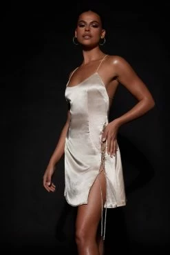 BSD Briah Diamante Rope Mini Dress - Champagne -Meshki Shop Meshkiecom08.0628321