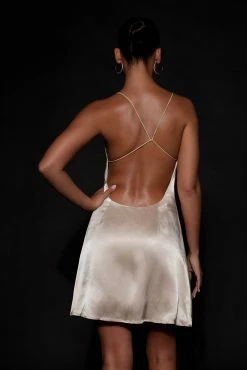 BSD Briah Diamante Rope Mini Dress - Champagne -Meshki Shop Meshkiecom08.0628326