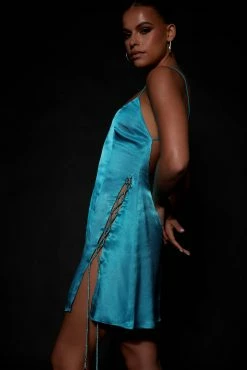 BSD Briah Diamante Rope Mini Dress - Cyan Blue -Meshki Shop Meshkiecom08.0628374