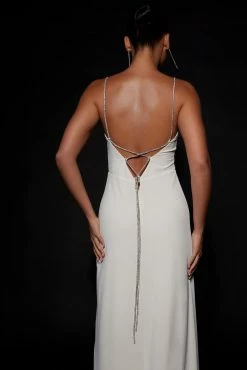 Dionne Criss Cross Diamante Maxi Dress - Bone -Meshki Shop Meshkiecom08.0628731