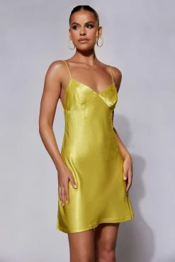 Porter Mini Slip Dress - Chartreuse -Meshki Shop Meshkiecom08.0629864