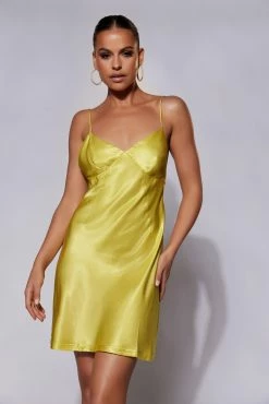 Porter Mini Slip Dress - Chartreuse -Meshki Shop Meshkiecom08.0629869