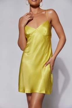 Porter Mini Slip Dress - Chartreuse -Meshki Shop Meshkiecom08.0629870