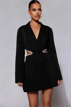 Shyann Diamante Cut Out Blazer Dress - Black -Meshki Shop Meshkiecom08.0629943