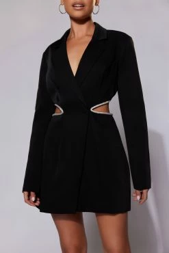 Shyann Diamante Cut Out Blazer Dress - Black -Meshki Shop Meshkiecom08.0629945