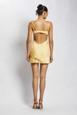 Joslyn Satin Lace Slip Mini Dress - Lemon -Meshki Shop Meshkiecom14Dec0384