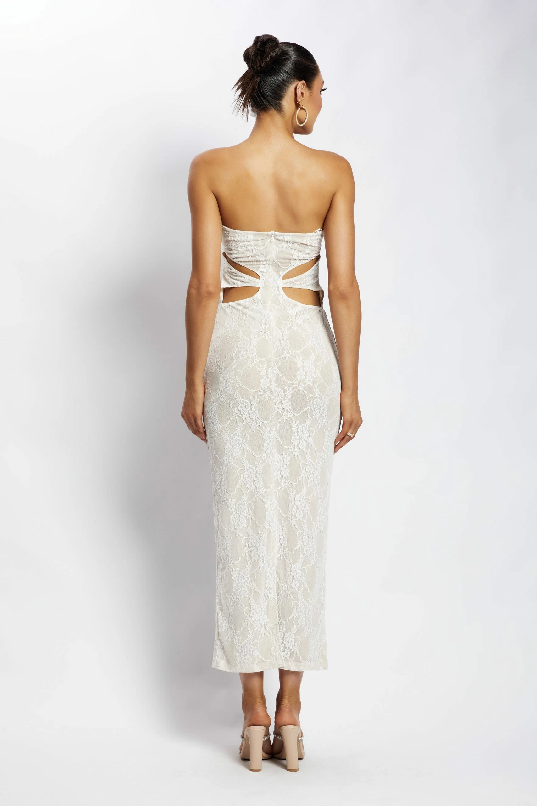 Krista Cut Out Bandeau Maxi Dress - Nude 4 Krista Cut Out Bandeau Maxi Dress - Nude - Image 2