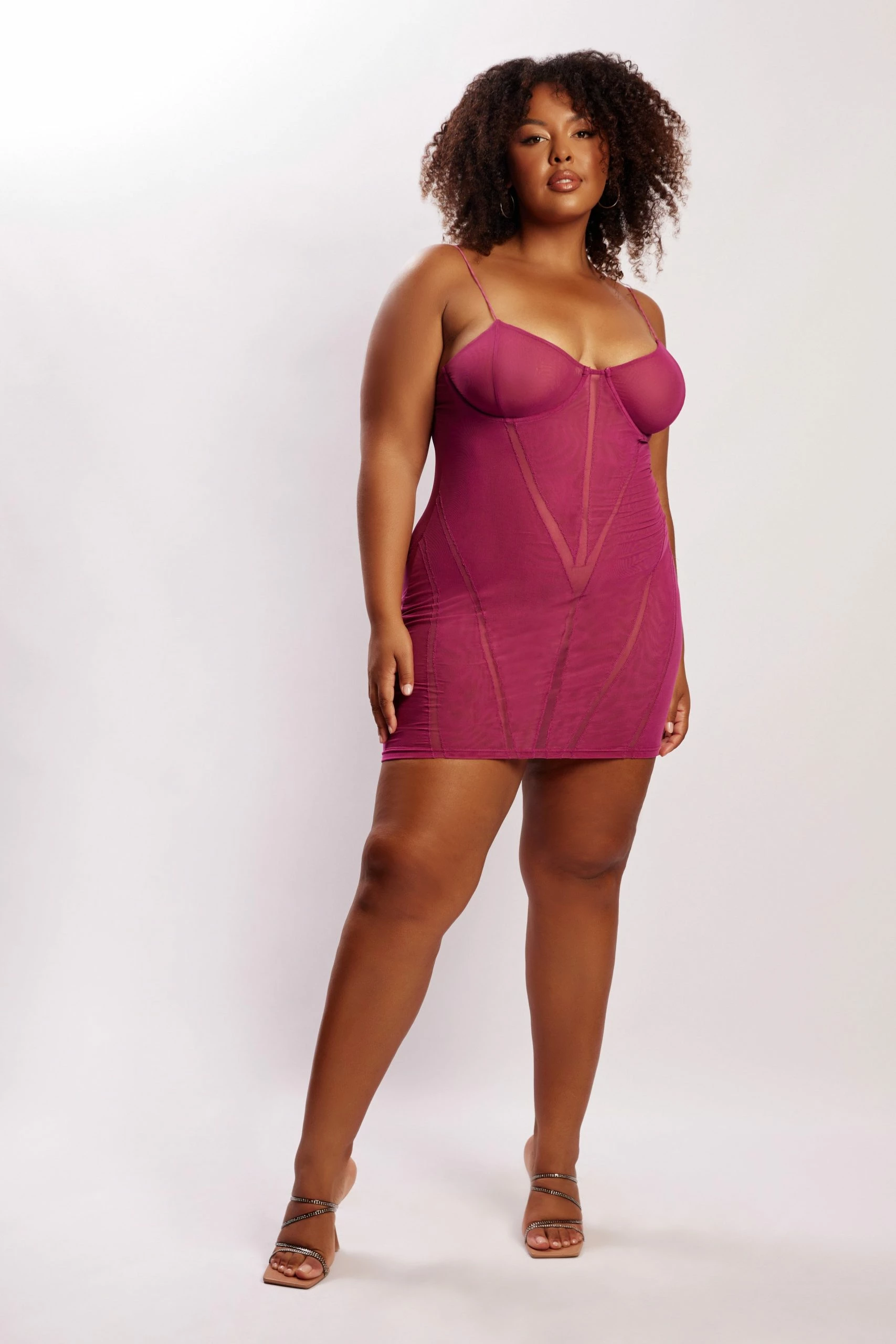 BSD Mapel Panelled Mesh Mini Dress - Violet 5 BSD Mapel Panelled Mesh Mini Dress - Violet - Image 3