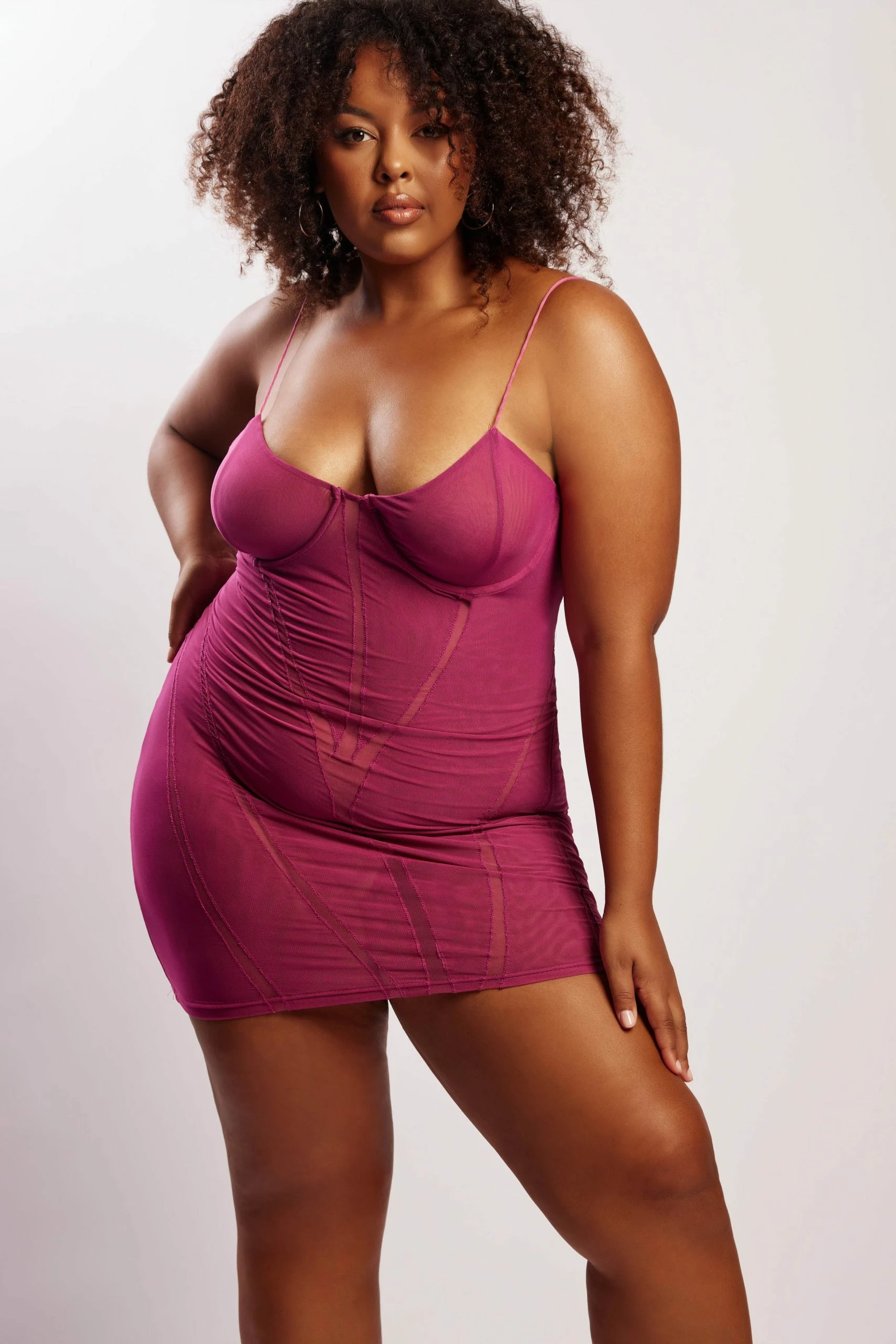 BSD Mapel Panelled Mesh Mini Dress - Violet 7 BSD Mapel Panelled Mesh Mini Dress - Violet - Image 5