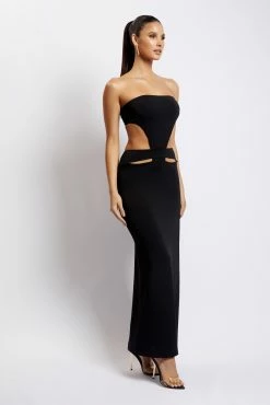 Marissa Strapless Maxi Dress With Waist Tie - Black -Meshki Shop Meshkiecom23.110544