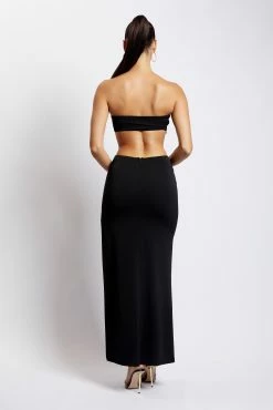 Marissa Strapless Maxi Dress With Waist Tie - Black -Meshki Shop Meshkiecom23.110548