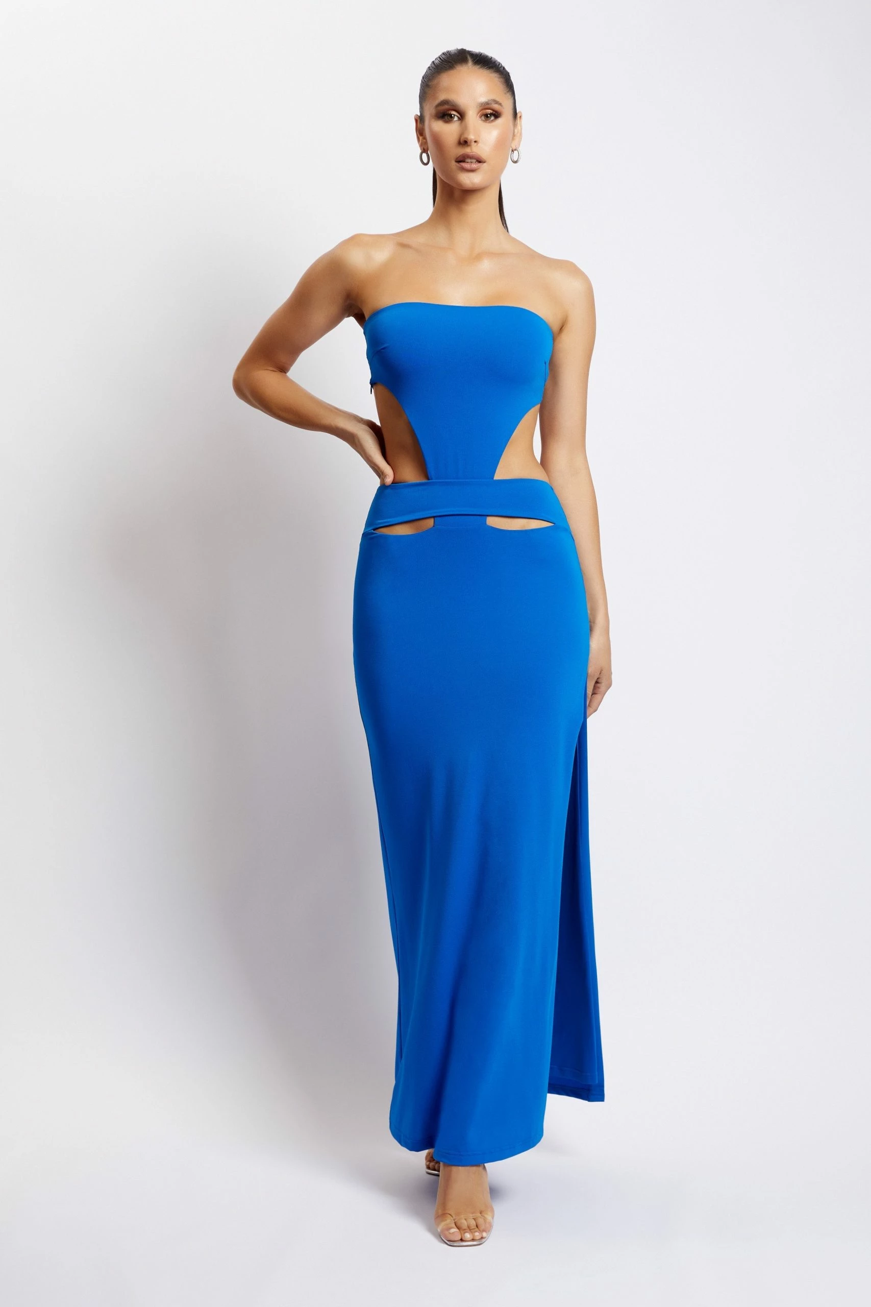 Marissa Strapless Maxi Dress With Waist Tie - Cobalt Blue 4 Marissa Strapless Maxi Dress With Waist Tie - Cobalt Blue - Image 2