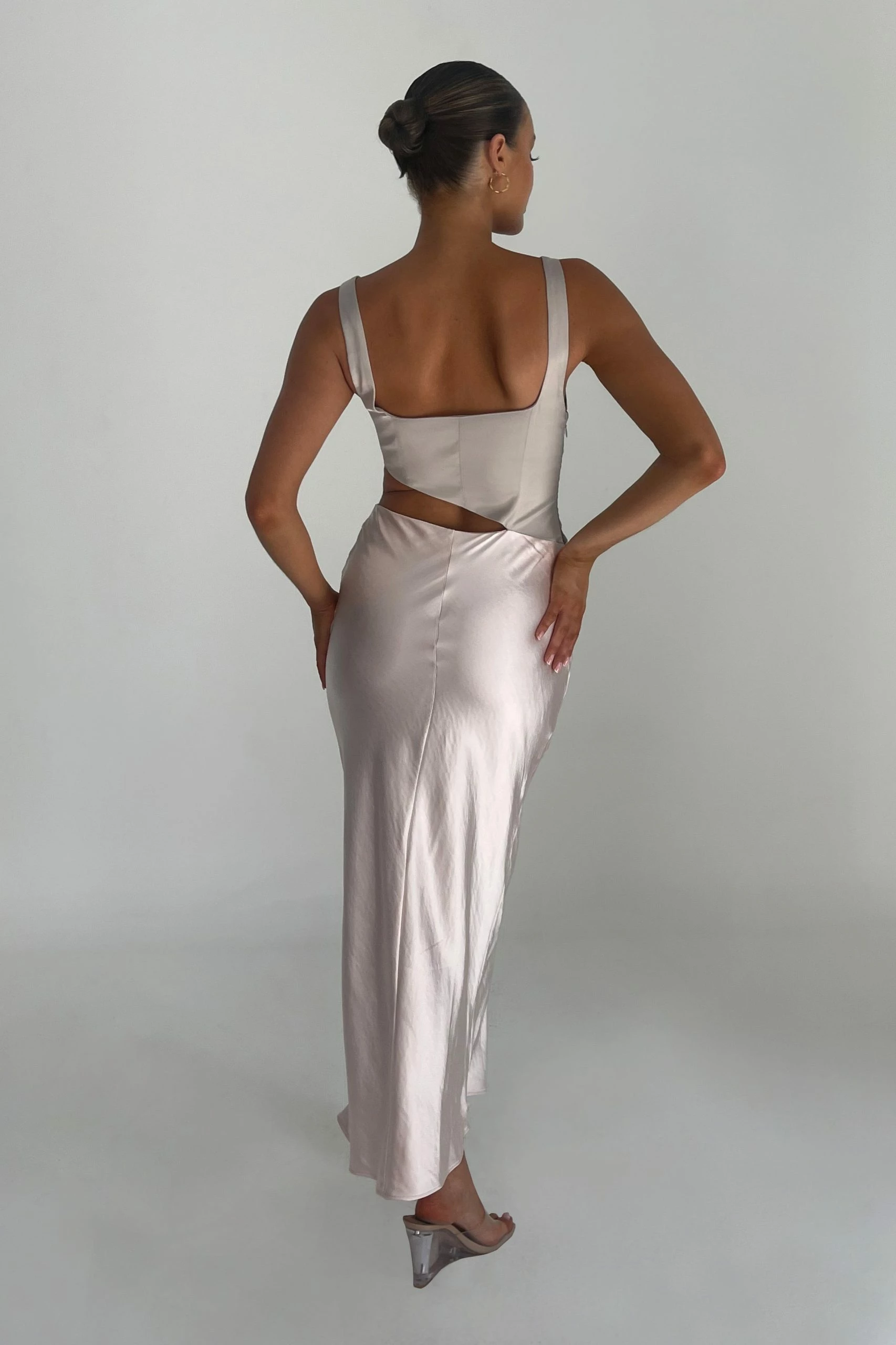 Gianna Two Tone Slashed Maxi Dress - Blush Pink 4 Gianna Two Tone Slashed Maxi Dress - Blush Pink - Image 2