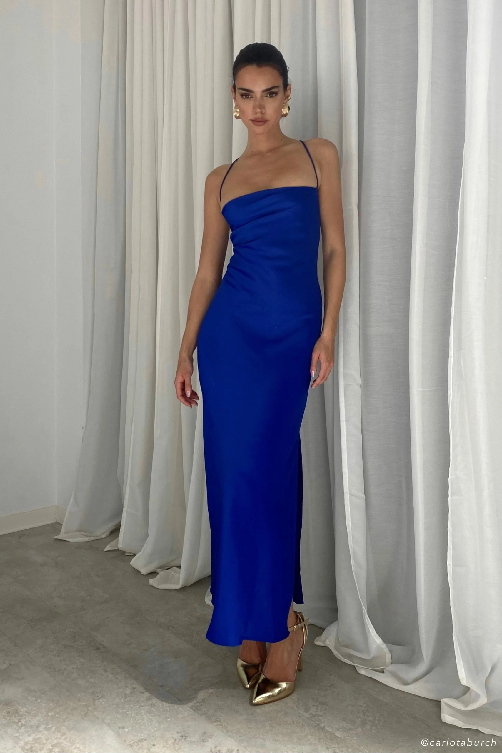 Sydney Straight Neck Slip Maxi Dress - Cobalt Blue 3 Sydney Straight Neck Slip Maxi Dress - Cobalt Blue